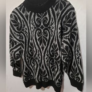 Vintage Fortune Knits Sweater Black & Silver Size Medium